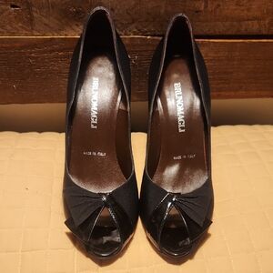 Bruno Magli Black Peep-Toe Heels